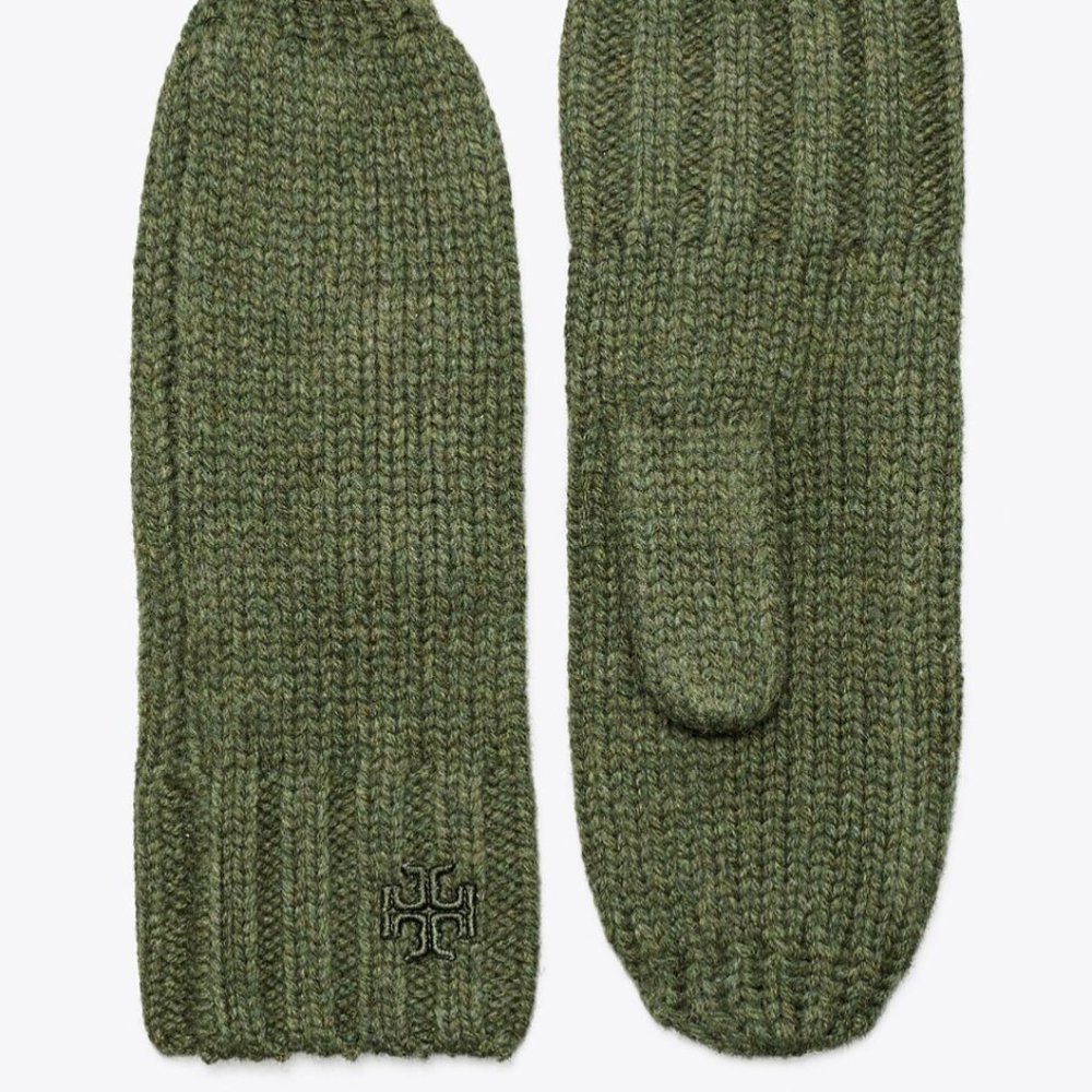 Brand new Tory Burch Merino Wool Mittens Dark Green